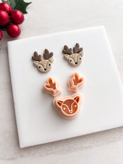 Reindeer Head No. 3 Clay Cutter | Reindeer Head No. 3 Polymer Clay Cutter for DIY Christmas Earrings Cute Jewelry and Handmade Holiday Accessories
