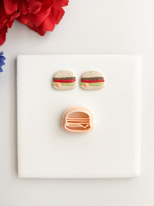 Burger Clay Cutter | Burger Polymer Clay Cutter for DIY Food Earrings Fast-Food Jewelry and Handmade Cute Accessories