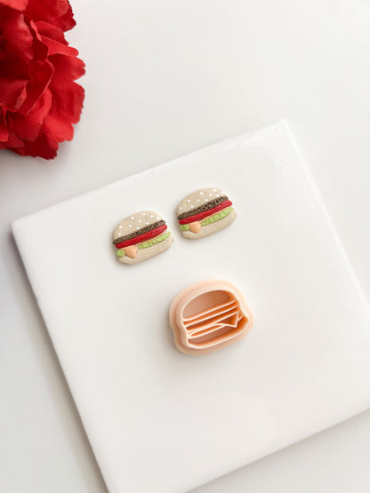 Burger Clay Cutter | Burger Polymer Clay Cutter for DIY Food Earrings Fast-Food Jewelry and Handmade Cute Accessories