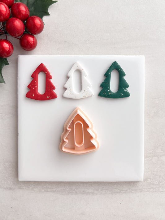 Oval Cutout Tree Clay Cutter | Oval Cutout Tree Polymer Clay Cutter for DIY Holiday Earrings Christmas Jewelry and Handmade Festive Accessories