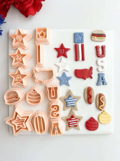 4th of July Mini Bundle Clay Cutter Set | 4th of July Mini Bundle Polymer Clay Cutter Set for DIY Patriotic Earrings Independence Day Jewelry and Handmade Celebration Accessories