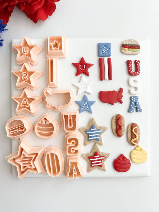 4th of July Mini Bundle Clay Cutter Set | 4th of July Mini Bundle Polymer Clay Cutter Set for DIY Patriotic Earrings Independence Day Jewelry and Handmade Celebration Accessories