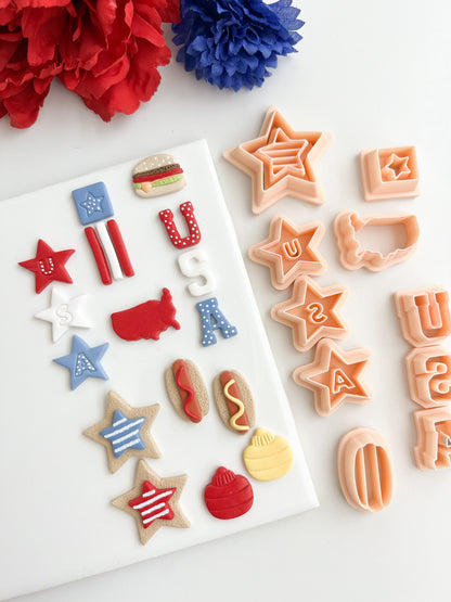 4th of July Mini Bundle Clay Cutter Set | 4th of July Mini Bundle Polymer Clay Cutter Set for DIY Patriotic Earrings Independence Day Jewelry and Handmade Celebration Accessories