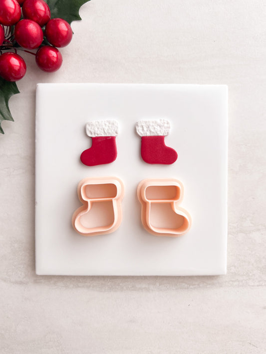 Christmas Stocking No. 3 Clay Cutter | Christmas Stocking No. 3 Polymer Clay Cutter for DIY Holiday Earrings Festive-Themed Jewelry and Handmade Seasonal Accessories