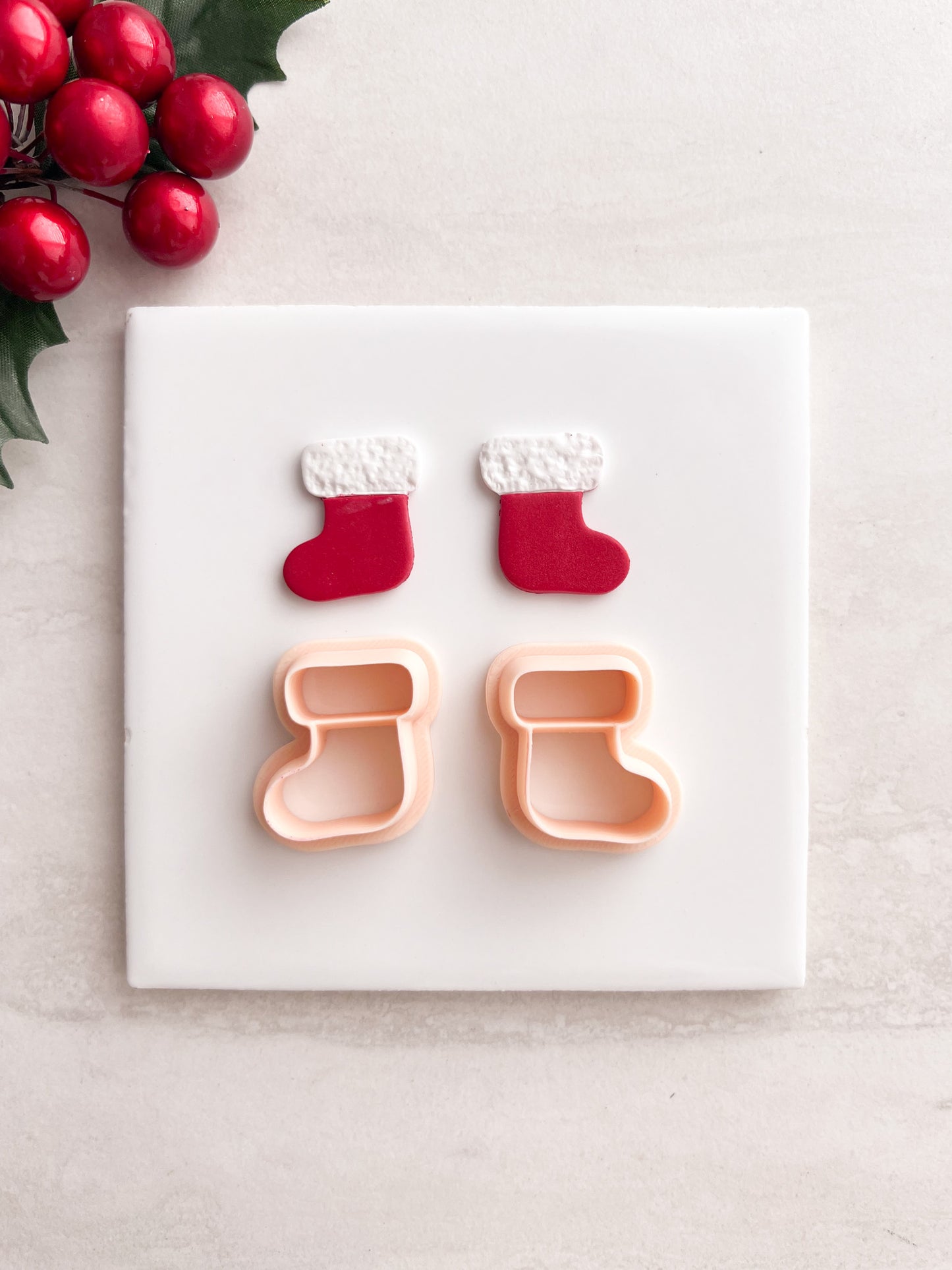 Christmas Stocking No. 3 Clay Cutter | Christmas Stocking No. 3 Polymer Clay Cutter for DIY Holiday Earrings Festive-Themed Jewelry and Handmade Seasonal Accessories