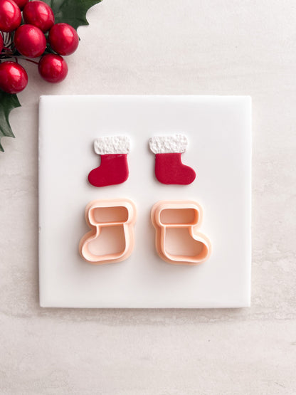 Christmas Stocking No. 3 Clay Cutter | Christmas Stocking No. 3 Polymer Clay Cutter for DIY Holiday Earrings Festive-Themed Jewelry and Handmade Seasonal Accessories