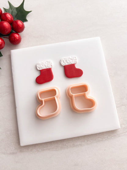 Christmas Stocking No. 3 Clay Cutter | Christmas Stocking No. 3 Polymer Clay Cutter for DIY Holiday Earrings Festive-Themed Jewelry and Handmade Seasonal Accessories