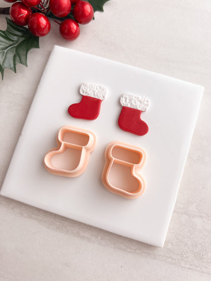 Christmas Stocking No. 3 Clay Cutter | Christmas Stocking No. 3 Polymer Clay Cutter for DIY Holiday Earrings Festive-Themed Jewelry and Handmade Seasonal Accessories