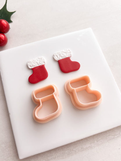 Christmas Stocking No. 3 Clay Cutter | Christmas Stocking No. 3 Polymer Clay Cutter for DIY Holiday Earrings Festive-Themed Jewelry and Handmade Seasonal Accessories