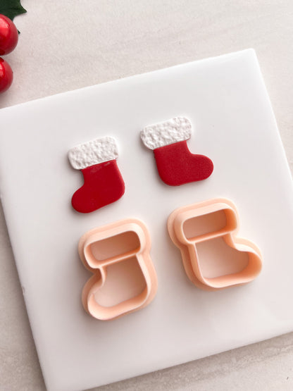 Christmas Stocking No. 3 Clay Cutter | Christmas Stocking No. 3 Polymer Clay Cutter for DIY Holiday Earrings Festive-Themed Jewelry and Handmade Seasonal Accessories