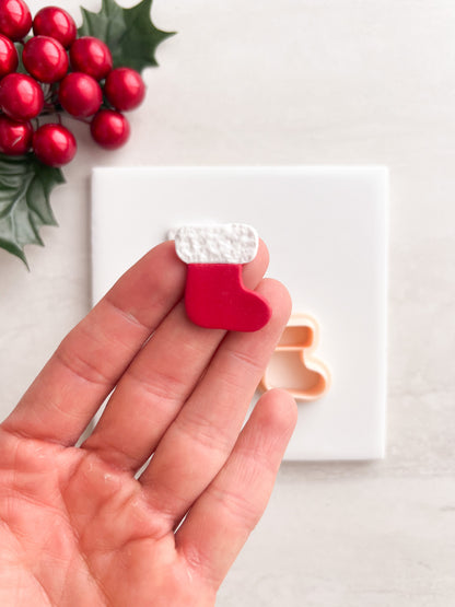 Christmas Stocking No. 3 Clay Cutter | Christmas Stocking No. 3 Polymer Clay Cutter for DIY Holiday Earrings Festive-Themed Jewelry and Handmade Seasonal Accessories