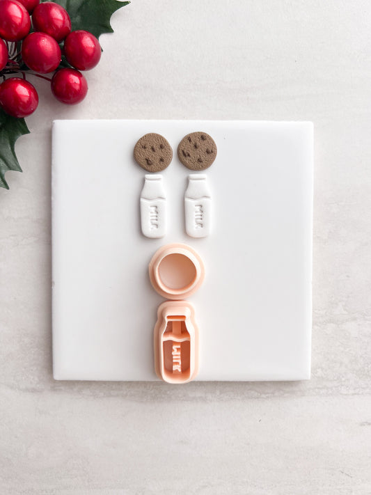 Milk and Cookies No. 2 Clay Cutter | Milk and Cookies No. 2 Polymer Clay Cutter for DIY Bakery Earrings Food-Themed Jewelry and Handmade Sweet Accessories