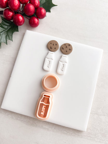 Milk and Cookies No. 2 Clay Cutter | Milk and Cookies No. 2 Polymer Clay Cutter for DIY Bakery Earrings Food-Themed Jewelry and Handmade Sweet Accessories