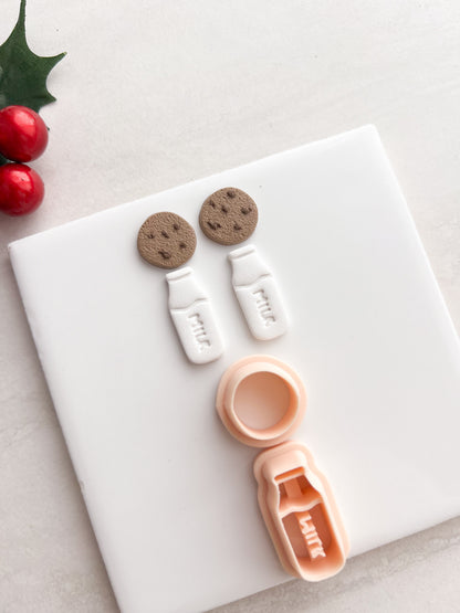 Milk and Cookies No. 2 Clay Cutter | Milk and Cookies No. 2 Polymer Clay Cutter for DIY Bakery Earrings Food-Themed Jewelry and Handmade Sweet Accessories