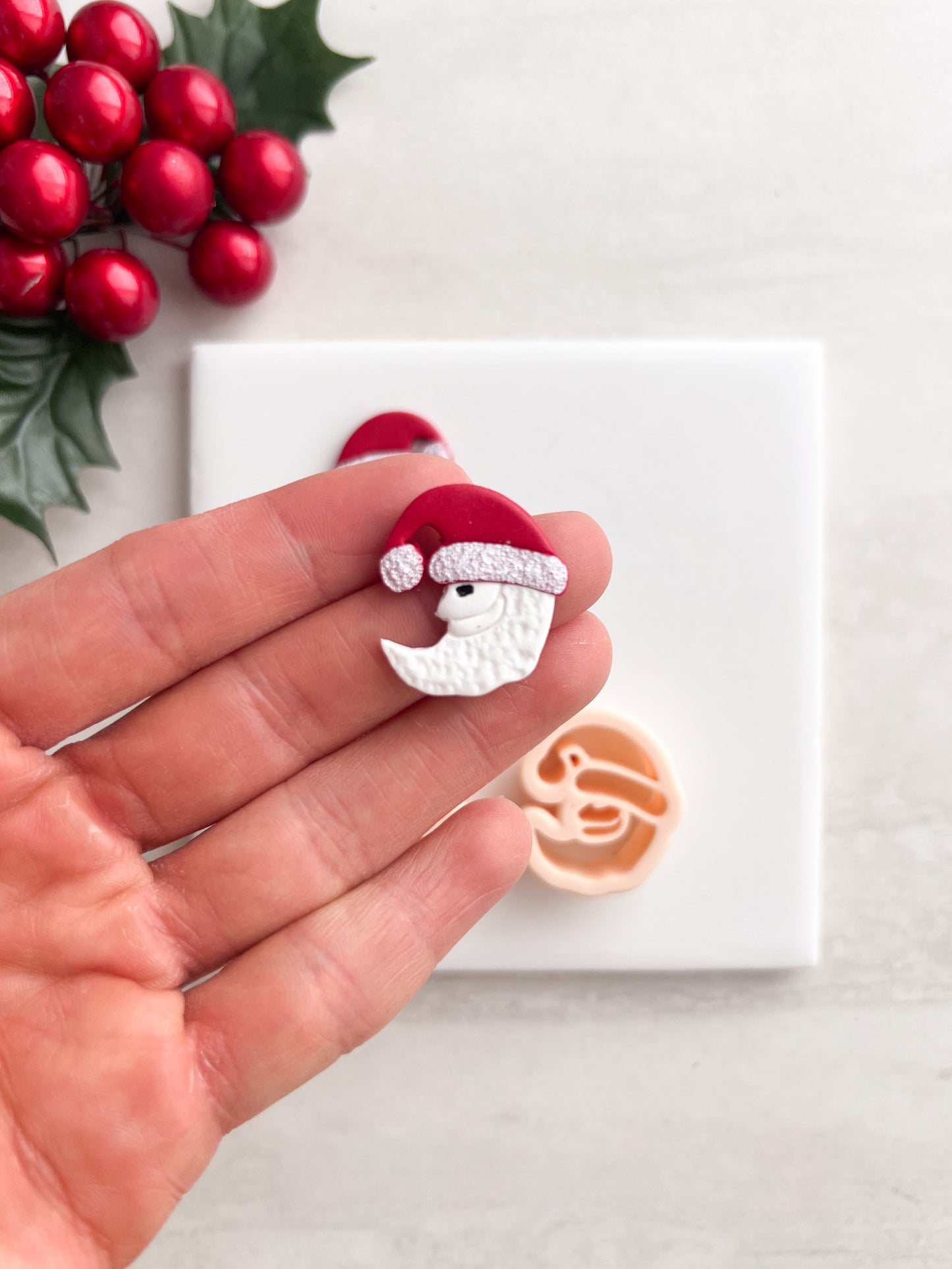 Santa Moon No. 1 Clay Cutter | Santa Moon No. 1 Polymer Clay Cutter for DIY Christmas Earrings Winter Jewelry and Handmade Holiday Accessories
