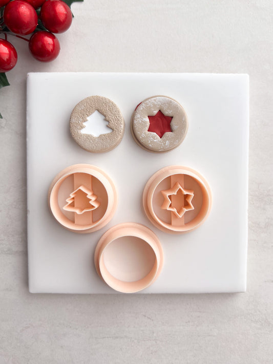 Sugar Cookie Duo No. 2 Clay Cutter | Sugar Cookie Duo Polymer Clay Cutter for DIY Holiday Earrings Baking-Themed Jewelry and Handmade Christmas Accessories