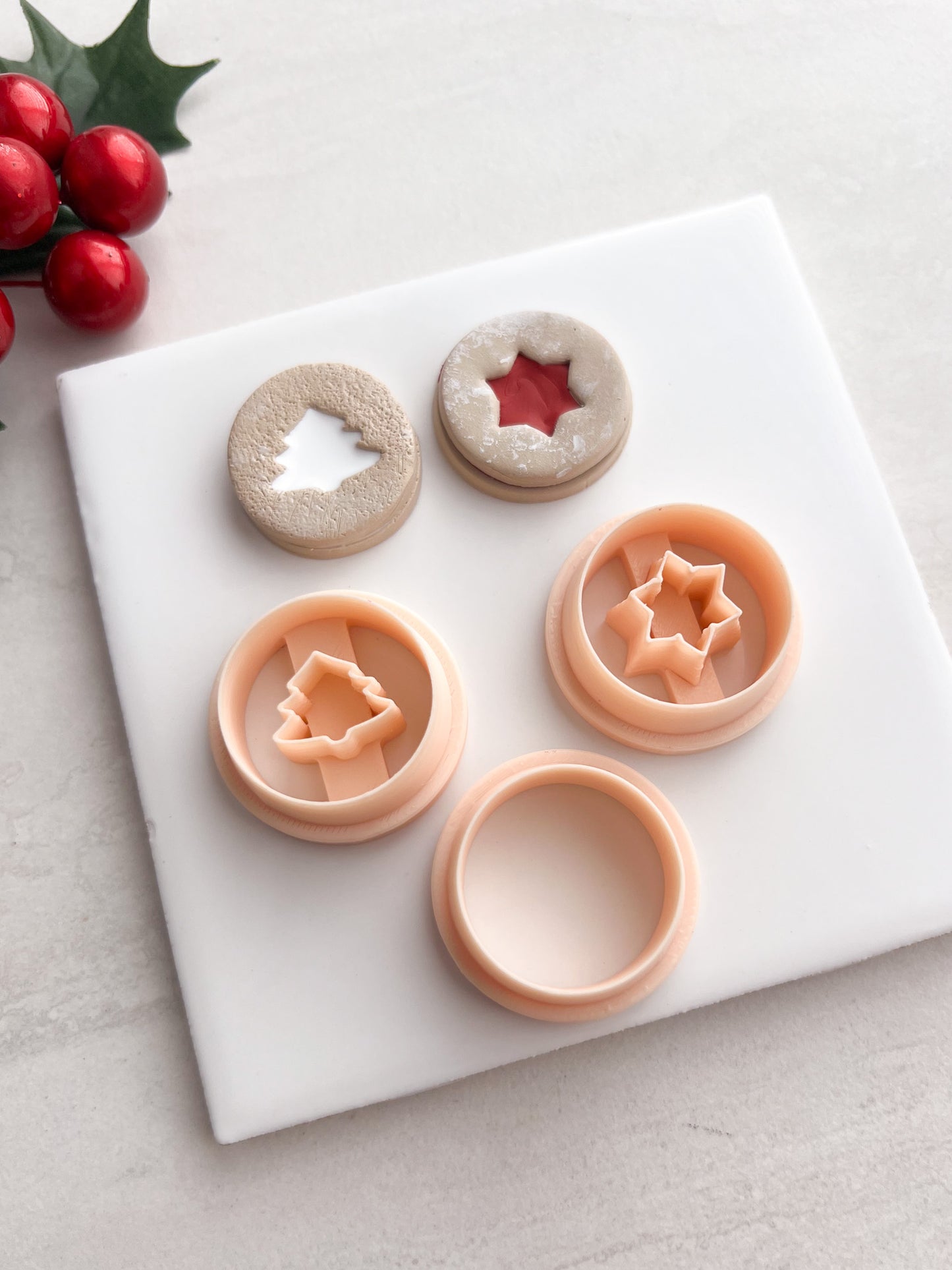 Sugar Cookie Duo No. 2 Clay Cutter | Sugar Cookie Duo Polymer Clay Cutter for DIY Holiday Earrings Baking-Themed Jewelry and Handmade Christmas Accessories