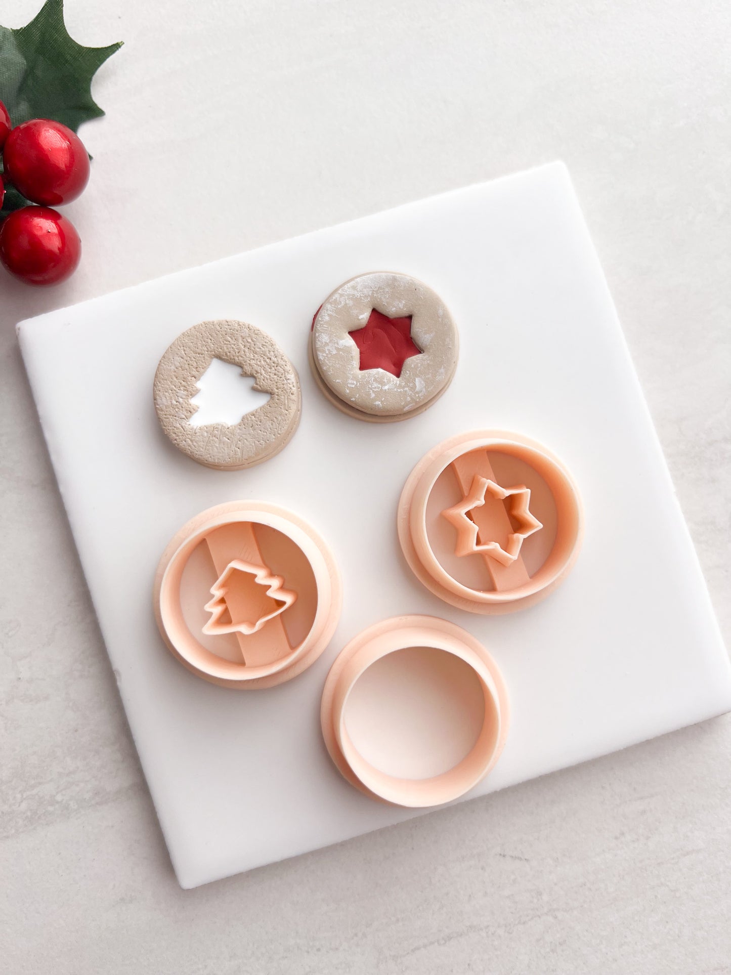 Sugar Cookie Duo No. 2 Clay Cutter | Sugar Cookie Duo Polymer Clay Cutter for DIY Holiday Earrings Baking-Themed Jewelry and Handmade Christmas Accessories