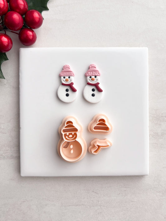Snowman No. 4 Clay Cutter | Snowman No. 4 Polymer Clay Cutter for DIY Snow-Themed Earrings Holiday Jewelry and Handmade Christmas Accessories