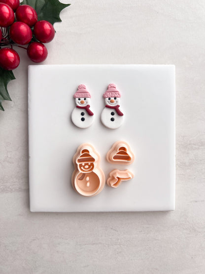 Snowman No. 4 Clay Cutter | Snowman No. 4 Polymer Clay Cutter for DIY Snow-Themed Earrings Holiday Jewelry and Handmade Christmas Accessories