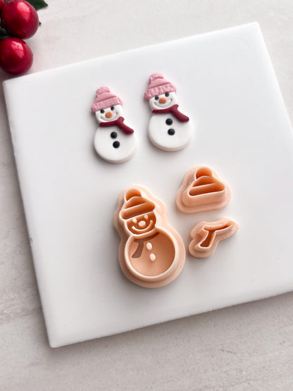 Snowman No. 4 Clay Cutter | Snowman No. 4 Polymer Clay Cutter for DIY Snow-Themed Earrings Holiday Jewelry and Handmade Christmas Accessories
