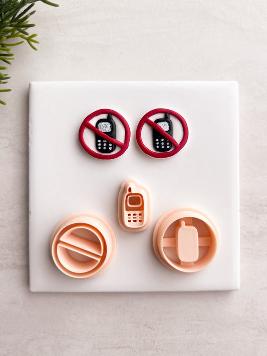 No Cell Phones Clay Cutters | No Cell Phones Polymer Clay Cutter for DIY Retro Earrings Funny Jewelry and Handmade Statement Accessories