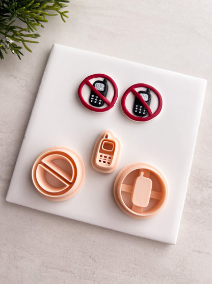 No Cell Phones Clay Cutters | No Cell Phones Polymer Clay Cutter for DIY Retro Earrings Funny Jewelry and Handmade Statement Accessories
