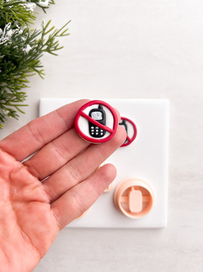No Cell Phones Clay Cutters | No Cell Phones Polymer Clay Cutter for DIY Retro Earrings Funny Jewelry and Handmade Statement Accessories