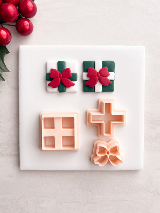 Christmas Present No. 3 Clay Cutter | Christmas Present No. 3 Polymer Clay Cutter for DIY Gift Earrings Festive-Themed Jewelry and Handmade Holiday Accessories