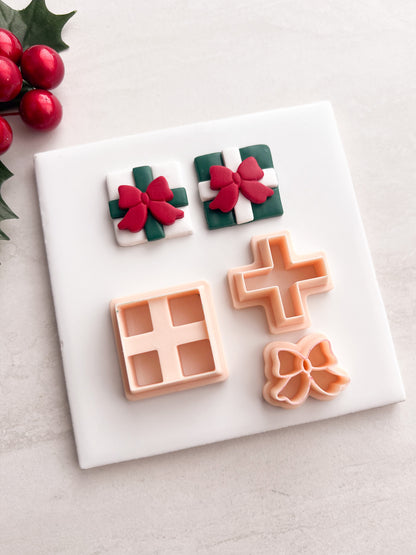 Christmas Present No. 3 Clay Cutter | Christmas Present No. 3 Polymer Clay Cutter for DIY Gift Earrings Festive-Themed Jewelry and Handmade Holiday Accessories