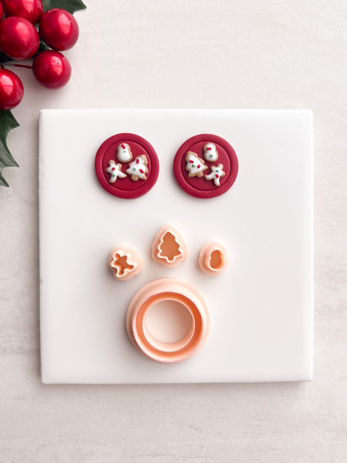 Christmas Cookies Plate Clay Cutter | Christmas Cookies Plate Polymer Clay Cutter for DIY Holiday Earrings Food-Themed Jewelry and Handmade Festive Accessories