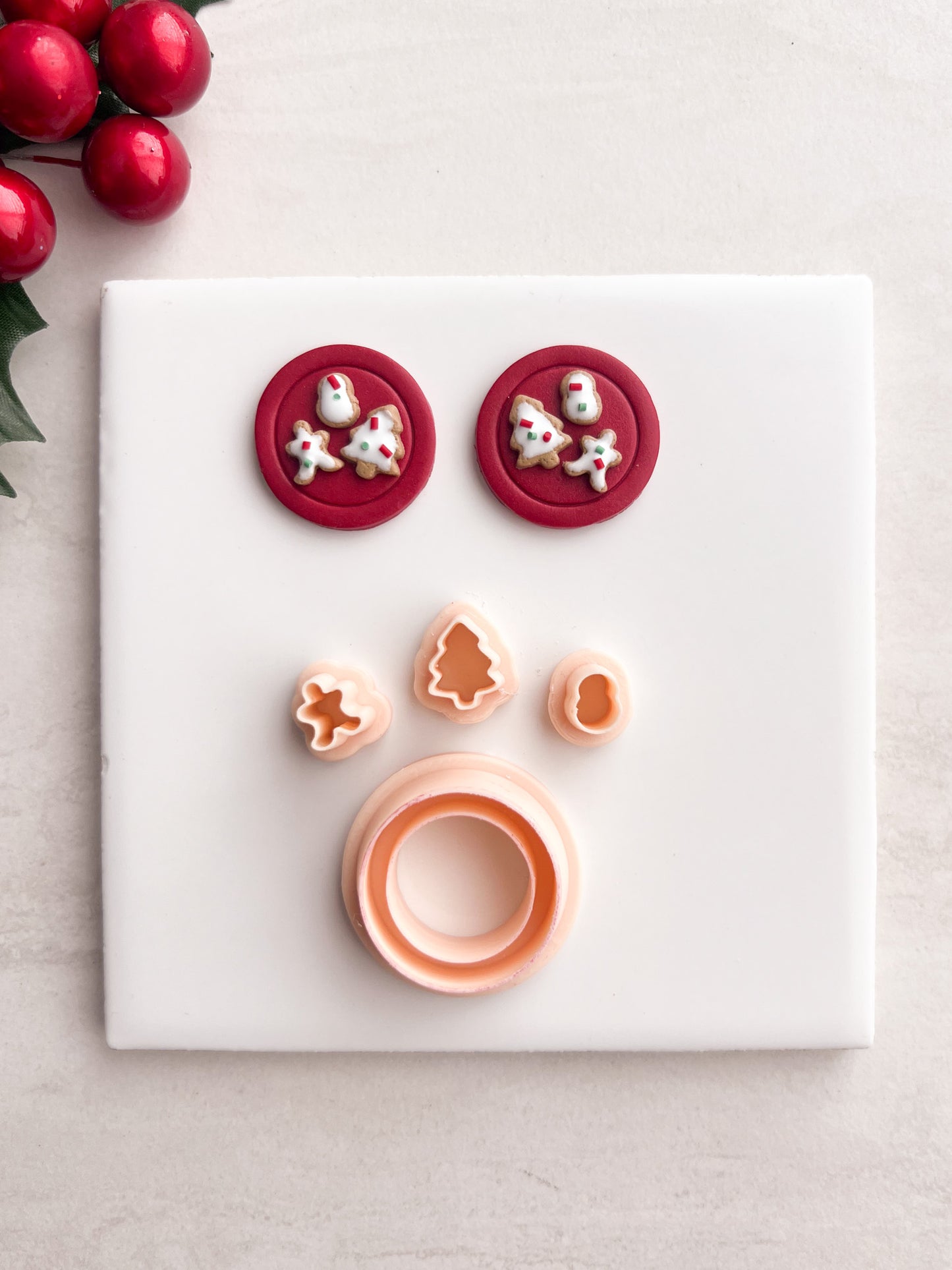 Christmas Cookies Plate Clay Cutter | Christmas Cookies Plate Polymer Clay Cutter for DIY Holiday Earrings Food-Themed Jewelry and Handmade Festive Accessories