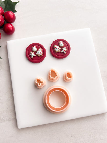 Christmas Cookies Plate Clay Cutter | Christmas Cookies Plate Polymer Clay Cutter for DIY Holiday Earrings Food-Themed Jewelry and Handmade Festive Accessories