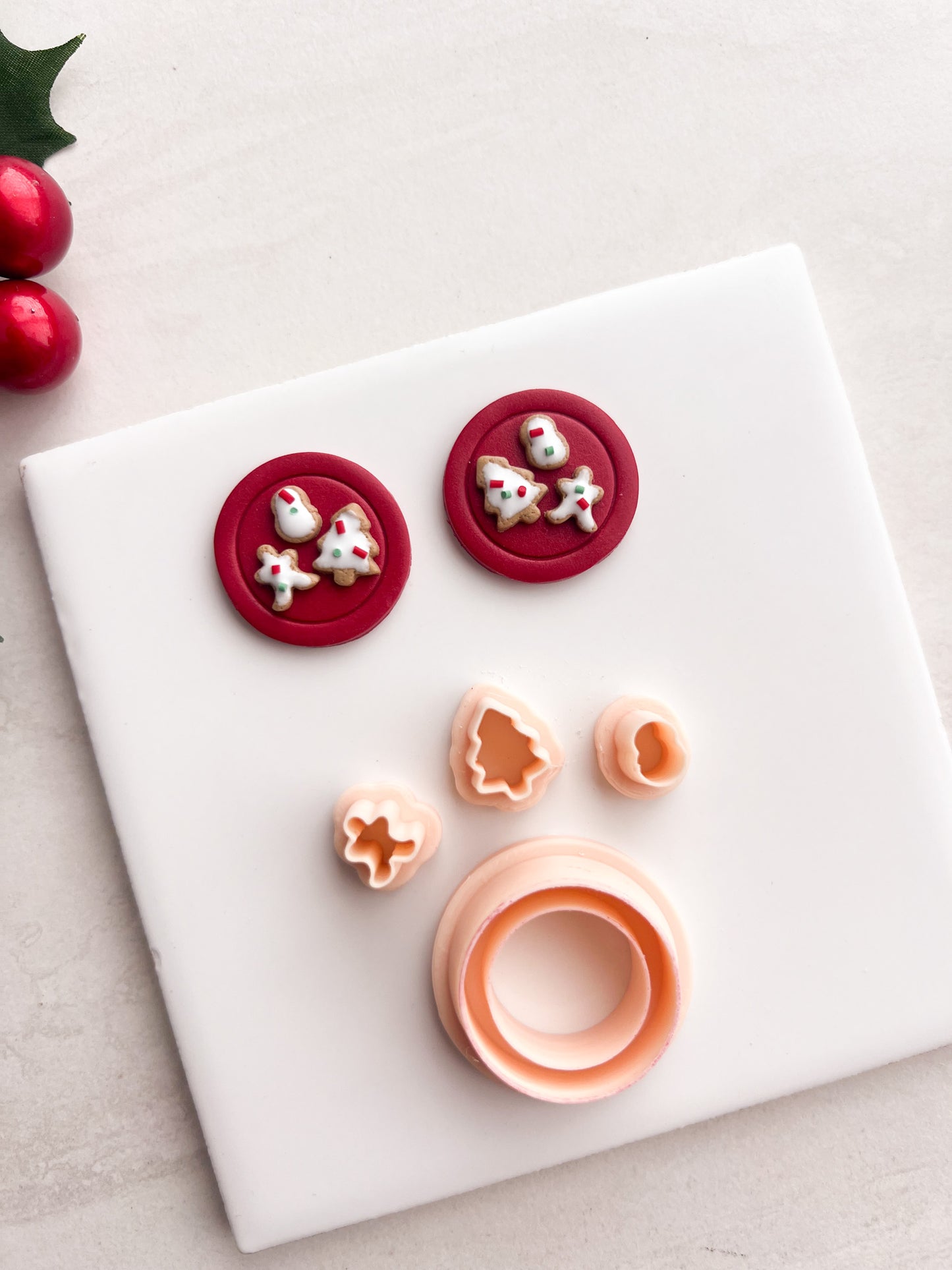 Christmas Cookies Plate Clay Cutter | Christmas Cookies Plate Polymer Clay Cutter for DIY Holiday Earrings Food-Themed Jewelry and Handmade Festive Accessories