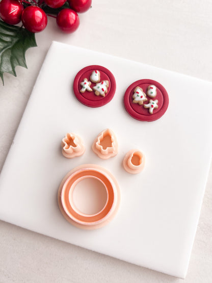 Christmas Cookies Plate Clay Cutter | Christmas Cookies Plate Polymer Clay Cutter for DIY Holiday Earrings Food-Themed Jewelry and Handmade Festive Accessories