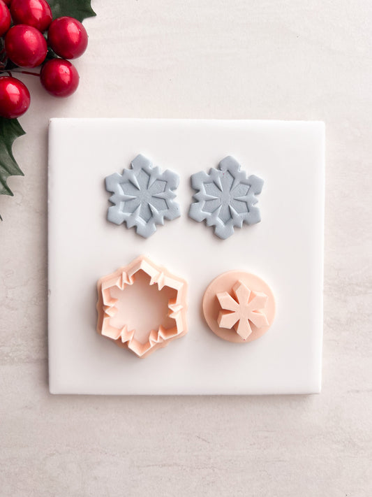Snowflake No. 8 Clay Cutter | Snowflake No. 8 Polymer Clay Cutter for DIY Winter Earrings Snow-Themed Jewelry and Handmade Holiday Accessories