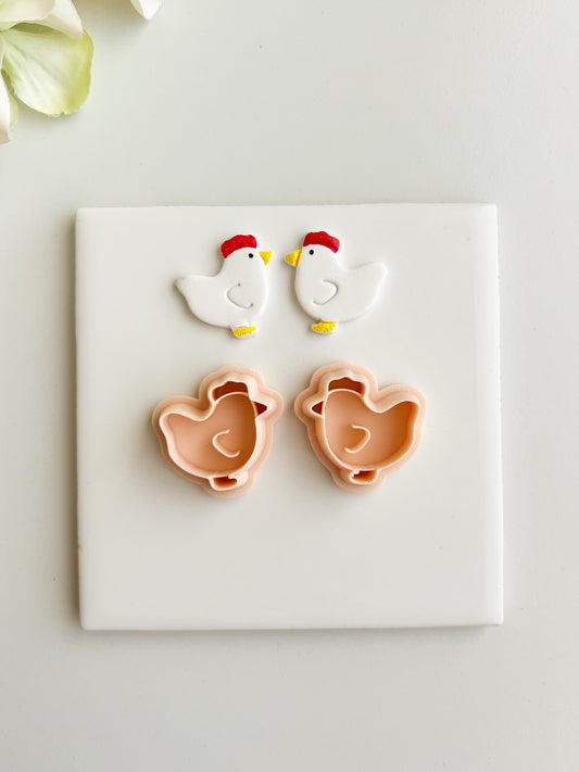 Hen Farmhouse Animal Clay Cutter | Hen Farmhouse Animal Polymer Clay Cutter for DIY Rustic Earrings Country-Themed Jewelry and Handmade Farm Accessories