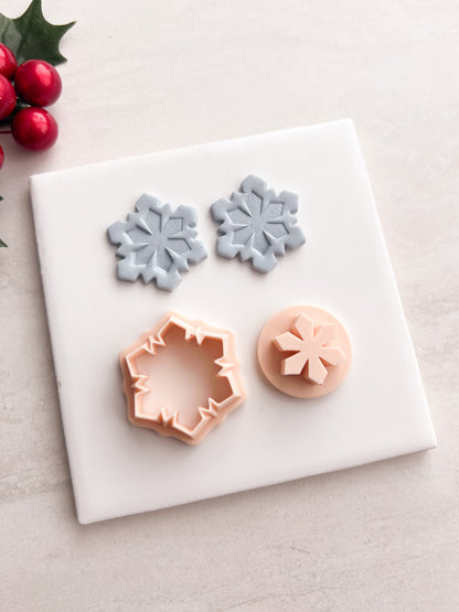 Snowflake No. 8 Clay Cutter | Snowflake No. 8 Polymer Clay Cutter for DIY Winter Earrings Snow-Themed Jewelry and Handmade Holiday Accessories