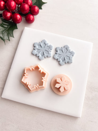 Snowflake No. 8 Clay Cutter | Snowflake No. 8 Polymer Clay Cutter for DIY Winter Earrings Snow-Themed Jewelry and Handmade Holiday Accessories