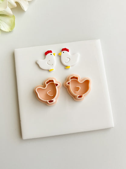 Hen Farmhouse Animal Clay Cutter | Hen Farmhouse Animal Polymer Clay Cutter for DIY Rustic Earrings Country-Themed Jewelry and Handmade Farm Accessories