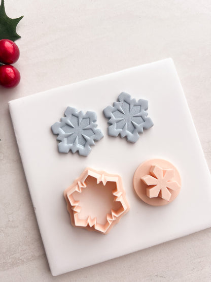 Snowflake No. 8 Clay Cutter | Snowflake No. 8 Polymer Clay Cutter for DIY Winter Earrings Snow-Themed Jewelry and Handmade Holiday Accessories