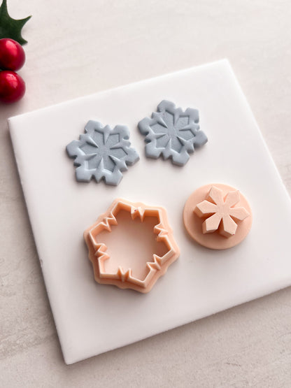 Snowflake No. 8 Clay Cutter | Snowflake No. 8 Polymer Clay Cutter for DIY Winter Earrings Snow-Themed Jewelry and Handmade Holiday Accessories