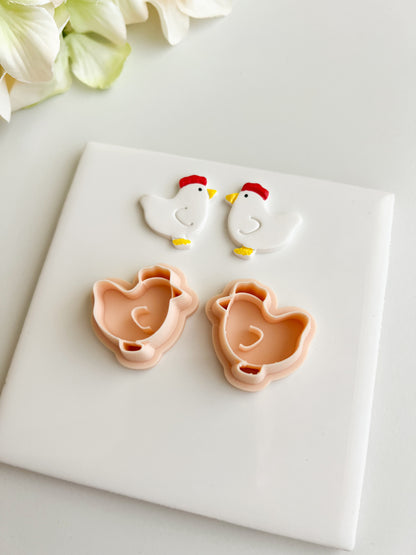 Hen Farmhouse Animal Clay Cutter | Hen Farmhouse Animal Polymer Clay Cutter for DIY Rustic Earrings Country-Themed Jewelry and Handmade Farm Accessories