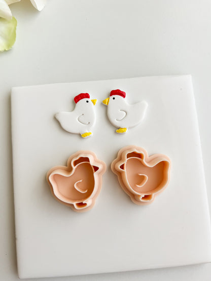 Hen Farmhouse Animal Clay Cutter | Hen Farmhouse Animal Polymer Clay Cutter for DIY Rustic Earrings Country-Themed Jewelry and Handmade Farm Accessories