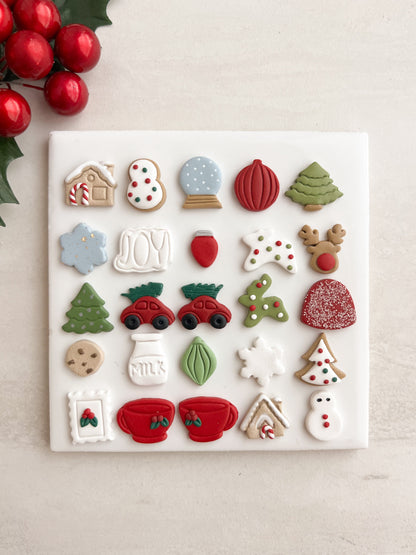 Christmas 2024 Stud Bundle Clay Set | Christmas 2024 Stud Bundle Polymer Clay Cutter Set for DIY Holiday Earrings Seasonal-Themed Jewelry and Handmade Festive Accessories
