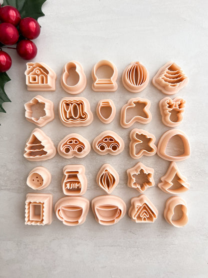 Christmas 2024 Stud Bundle Clay Set | Christmas 2024 Stud Bundle Polymer Clay Cutter Set for DIY Holiday Earrings Seasonal-Themed Jewelry and Handmade Festive Accessories