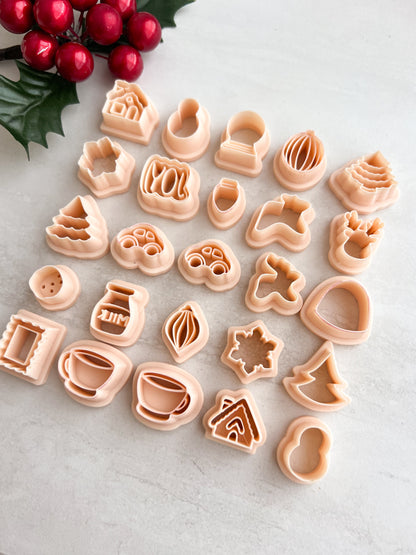 Christmas 2024 Stud Bundle Clay Set | Christmas 2024 Stud Bundle Polymer Clay Cutter Set for DIY Holiday Earrings Seasonal-Themed Jewelry and Handmade Festive Accessories