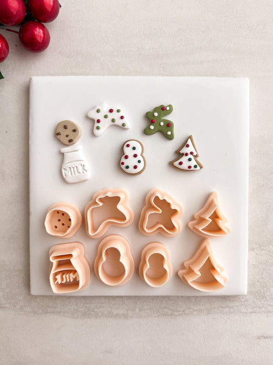 Milk and Cookies Stud Pack Clay Cutter Set | Milk and Cookies Stud Pack Polymer Clay Cutter Set for DIY Dessert Earrings Sweet Jewelry and Handmade Treat Accessories