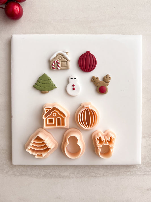 Christmas 2024 Stud Pack No. 1 Clay Set | Christmas 2024 Stud Pack No. 1 Polymer Clay Cutter Set for DIY Christmas Earrings Holiday-Themed Jewelry and Handmade Festive Accessories