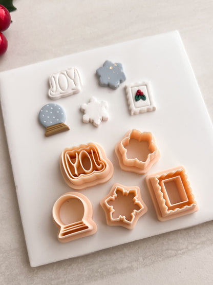Christmas 2024 Stud Pack No. 2 Clay Set | Christmas 2024 Stud Pack No. 2 Polymer Clay Cutter Set for DIY Holiday Earrings Festive-Themed Jewelry and Handmade Christmas Accessories